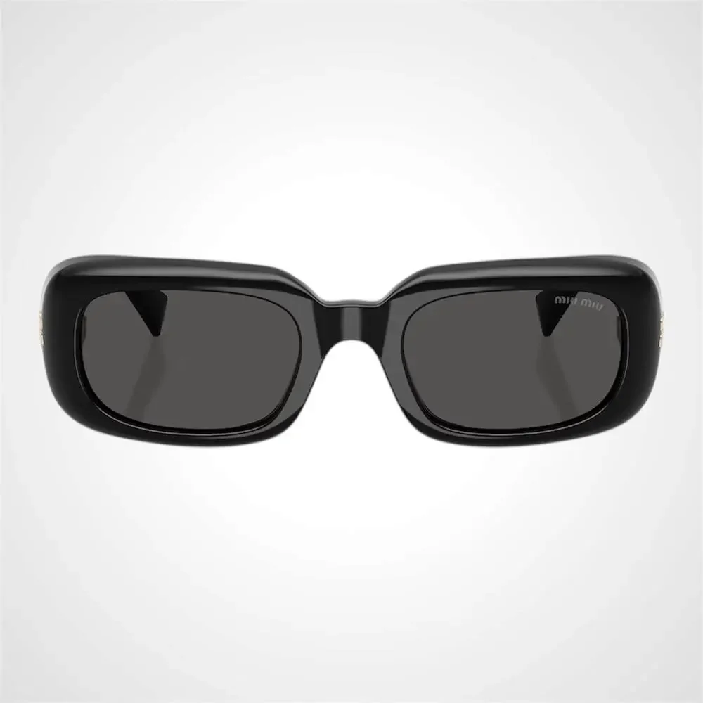 New MIU MIU Sunglasses Black Rectangle Reverie Womens Gray Lens Authentic